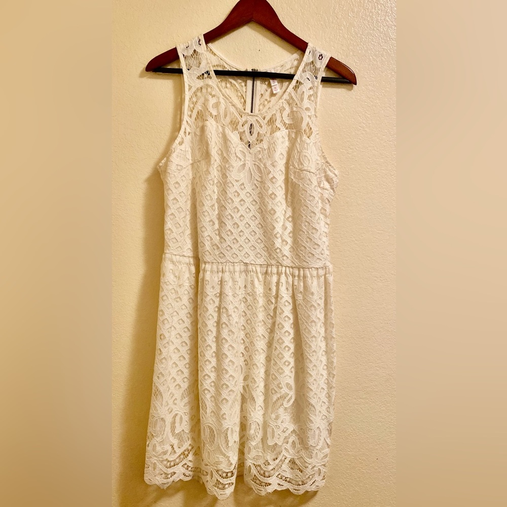 Xhilaration Sleeveless, knee-length off white lace dress
